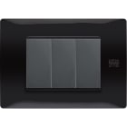 URMET - Placca Flexa in tecnopolimero nero assoluto per 3 moduli.