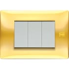 URMET - Placca Flexa in tecnopolimero con 3 moduli, finitura oro lucido.