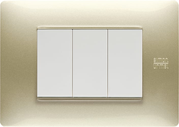 URMET - Placca Flexa tecnopolimero 3 moduli oro satinato PL.FLEXA TECNOPLM.3M ORO SAT.