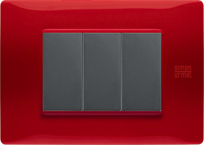 URMET - Placca Flexa tecnopolimero 3 moduli rosso.