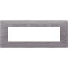 URMET - Placca Flexa in tecnopolimero con 7 moduli, finitura alluminio spazzolato.