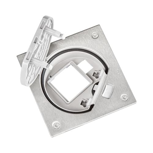 URMET - Portameccanismo vuoto per presa di energia e connettore dati, acciaio inox scuro K45+RJ45.