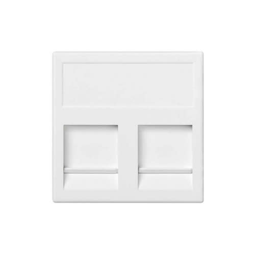 URMET - Frontalino per due connettori RJ45 Keystone, 2 moduli, bianco.