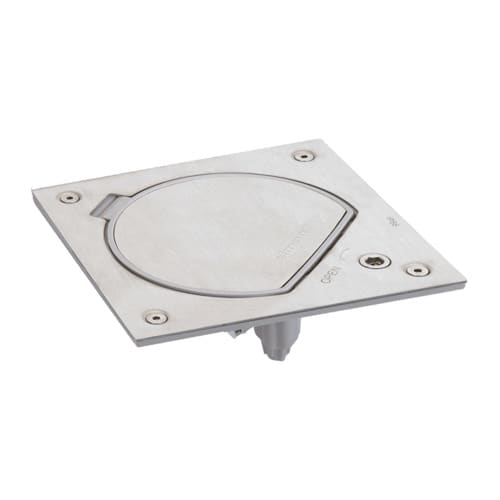 URMET - Portameccanismo chiusura di sicurezza, 1 presa schuko, serie K45, acciaio inox MECC.K45 SHUKO COP.INOX.