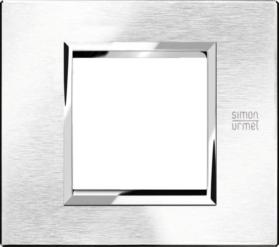 URMET - Placca 2 moduli in alluminio cromato spazzolato Expì ALU CROMO SPAZZ 2M.