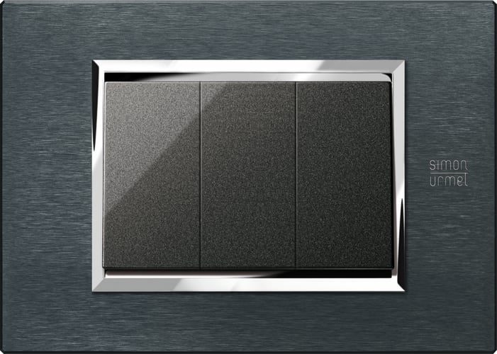 URMET - Placca alluminio karbon 3 moduli Expì, ALU KARBON 3M.