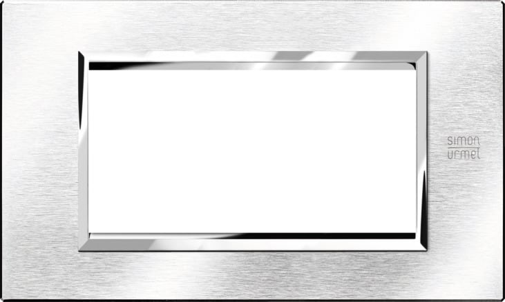 URMET - Placca alluminio cromo spazzolato 4 moduli Expì ALU CROMO SPAZZ 4M.