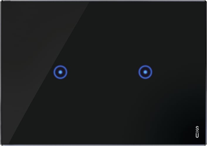 URMET - Placca touch 3 moduli, 2 simboli, vetro nero lava, senza touch 2 ingressi/uscite.