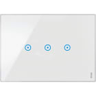 URMET - Placca 3 moduli senza touch, 3 simboli, vetro bianco neve, 3 ingressi pulsanti.