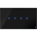 URMET - Placca touch 4 moduli, 4 simboli, vetro nero lava senza touch 4 input.