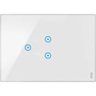 URMET - Placca 3 moduli, 1 simbolo centrale sovrapposto, 1 simbolo a sinistra, Expì Touch, vetro, bianco neve PLAC.BIANC.2 ICO SOV. 1 ICO SX.