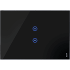 URMET - Placca touch vetro nero lava, 2 icone sovrapposte, 3 moduli, simbolo centrale.