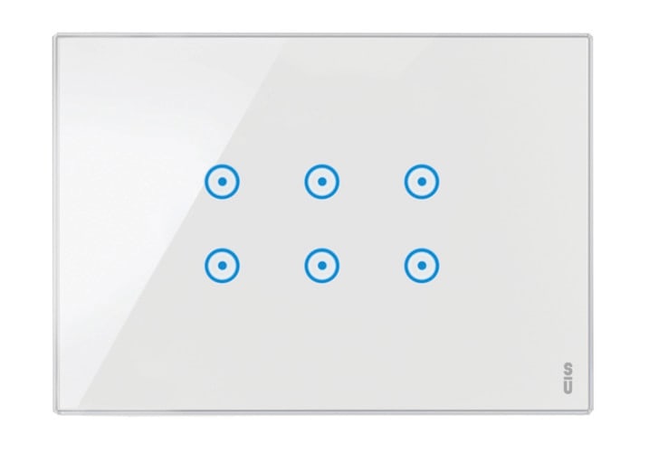 URMET - Placca touch 3 moduli, 6 icone sovrapposte, vetro bianco neve.