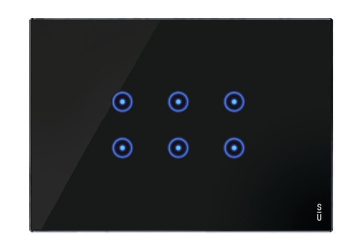 URMET - Placca touch 3 moduli, 6 icone sovrapposte, vetro nero lava.