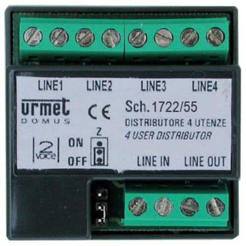 URMET - Distributore video per kit 1722, 4 utenze, 2 fili.