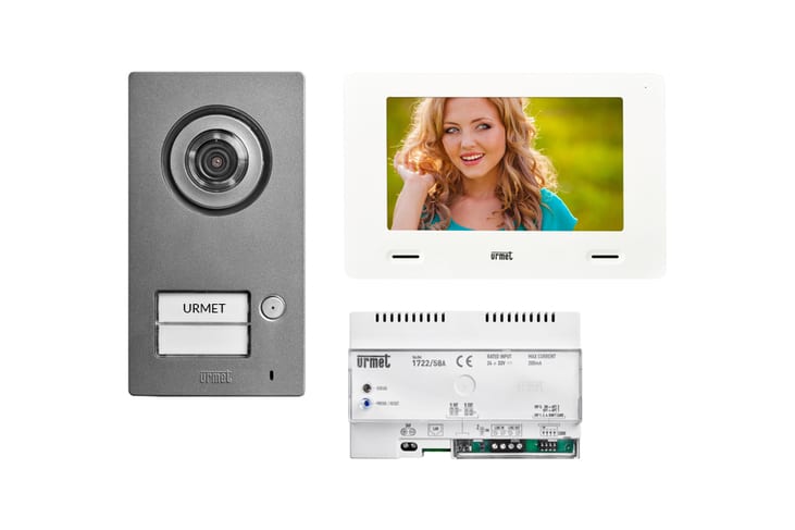 URMET - Kit monofamiliare video Mini Note+ con funzione di inoltro di chiamata Mikra, videocitofono cxModo e CallMe, sistema 2 fili CH RINVIO.
