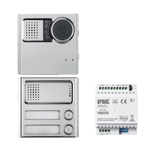 URMET - Kit colonna secondaria video 2V Sinthesi Steel con distributore 4DIN.