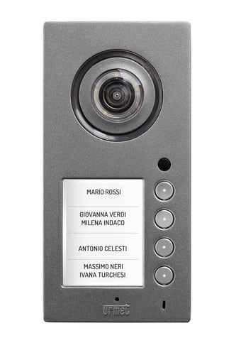 URMET - Pulsantiera Mikra Plus antivandalo con display a colori per 4 utenti e sistema 2 voice, 4 tasti.