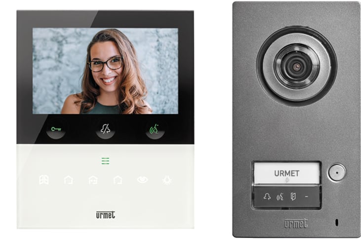 URMET - Kit monofamiliare video con pulsantiera Mikra2 e videocitofono vivavoce con Wi-Fi VOG5W bianco, sistema 2Voice MIKRA2 VOG5W.