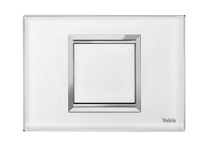 URMET - Trasmettitore a 1 pulsante Zigbee Yokis UP, Nea Expì bianca, per scatole da incasso a 3 moduli TLM1T503-UP.