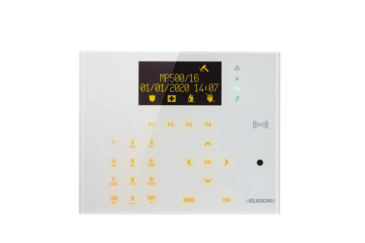 ELKRON - Tastiera soft touch con display OLED compatibile per centrali gamma KP500D/ST MP500.