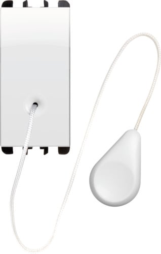 URMET - Pulsante a tirante, morsetti a vite, 1 modulo, 1P NO 10A, Nea, bianco ghiaccio TIRAN BG 1M. 10118BG