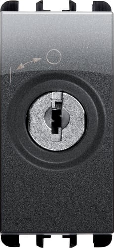 URMET - Pulsante chiavi differenti, morsetti a vite, 1 modulo, estraibile in posizione 0, 2P 10A, Nea, acciaio scuro - 2P CH DIFF 10A 1M AC