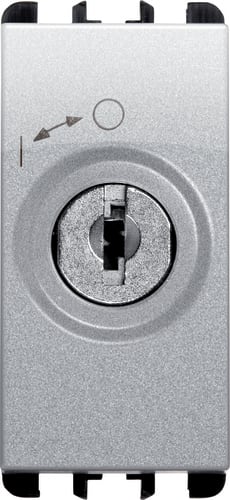 URMET - Pulsante chiavi differenti, morsetti a vite, 1 modulo, estraibile in posizione 0, 2P 10A, Nea, alluminio. 2P CH DIFF 10 A 1M AL.