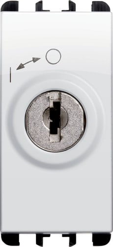URMET - Pulsante chiavi uguali, morsetti a vite, 1 modulo, estraibile in posizione 0, 2P 10A, Nea, bianco ghiaccio - 2P CH UNIF 10A 1M BG