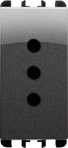 URMET - presa P11 1 modulo 2P+T 10A 250V Nea acciaio scuro 1M AC 10301AC