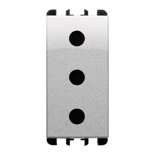 URMET - Presa P17 2P+T 16A 250V 1 modulo Nea alluminio. 10302AL