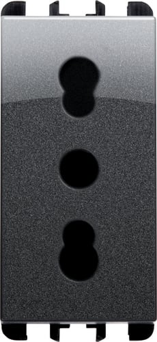 URMET - Presa bipasso 2P+T 16A 250V 1 modulo, Nea, acciaio scuro.