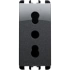 URMET - Presa bipasso 2P+T 16A 250V 1 modulo, Nea, acciaio scuro.