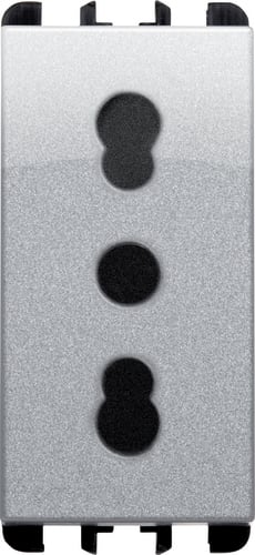 URMET - presa bipasso 2P+T 16A 250V 1 modulo alluminio Nea 1M 10303AL