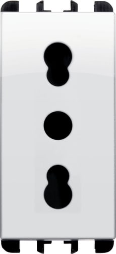 URMET - Presa bipasso 2P+T 16A 250V 1 modulo, Nea, bianco ghiaccio BG. 10303BG