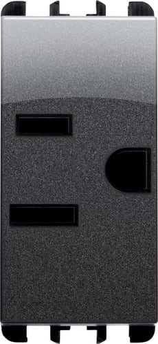 URMET - Presa USA/AR polarizzata, 1 modulo, 2P+T 15A 127V, Nea, acciaio scuro.