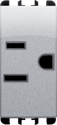 URMET - Presa USA/AR polarizzata, 1 modulo, 2P+T 15A 127V, Nea, alluminio.