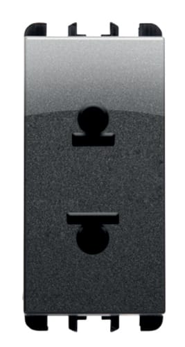 URMET - Presa euro-americana, 1 modulo, 127-230V, Nea, 16A, acciaio scuro, 2P 16A 230V AC.