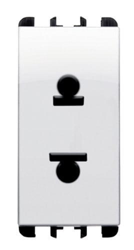 URMET - Presa euro-americana, 1 modulo, 127-230V, 16A, bianco ghiaccio, Nea.