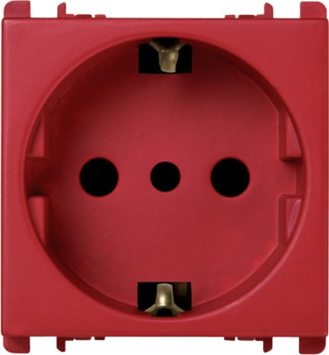 URMET - Presa P30 2P+T 16A 250V, 2 moduli, Nea, rosso.