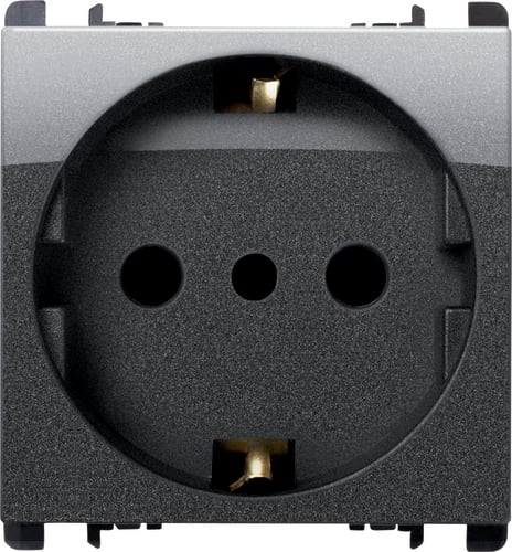 URMET - presa P30 2P+T 16A 250V 2 moduli Nea acciaio scuro AC