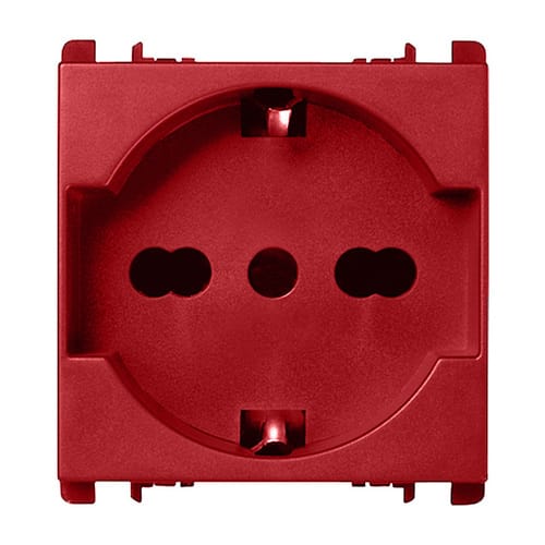 URMET - Presa universale P40 2 moduli 2P+T 16A 250V Nea rosso. 10310N/2.R