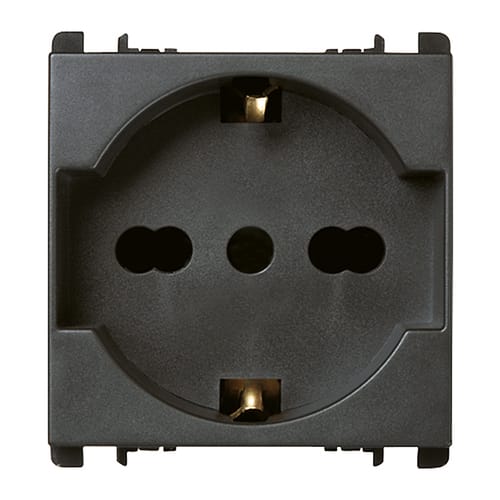 URMET - Presa universale P40, 2 moduli, 2P+T 16A-250V, Nea, antracite PRESA 2P+T 16A 250V ANTR.