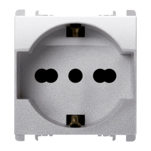 URMET - Presa universale P40 2 moduli 2P+T 16A 250V Nea alluminio AL