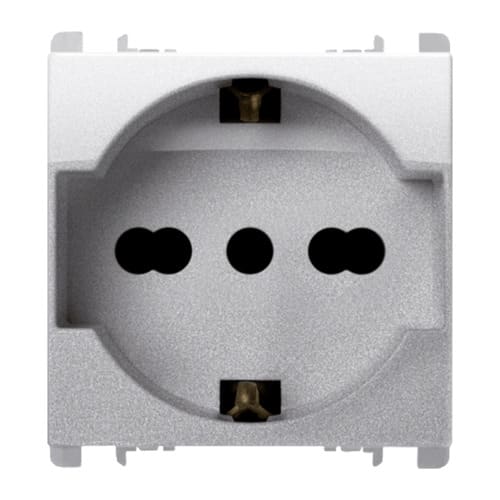 URMET - Presa universale P40 2 moduli 2P+T 16A 250V Nea alluminio AL