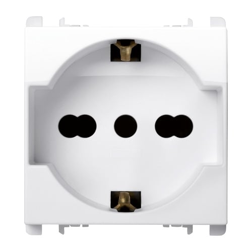 URMET - Presa universale P40 2 moduli 2P+T 16A 250V Nea bianco ghiaccio BG.
