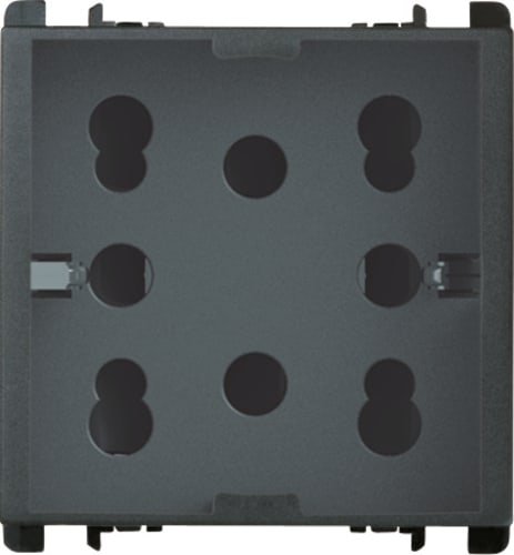 URMET - Presa Multy P40, 2 moduli, due prese bipasso P11-P17 e una presa schuko, Nea, antracite PR.MUL.STD 16A SHUKO 2XBIPAS A 10311/2