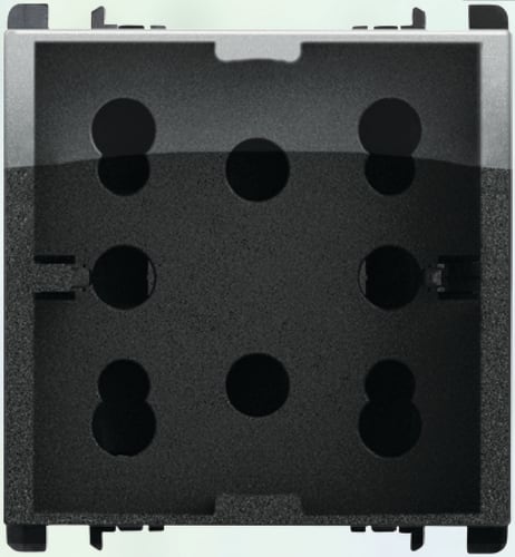 URMET - Presa Multy P40, 2 moduli, 2 prese bipasso P11-P17 e 1 presa schuko, Nea, acciaio scuro.