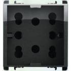 URMET - Presa Multy P40, 2 moduli, 2 prese bipasso P11-P17 e 1 presa schuko, Nea, acciaio scuro.