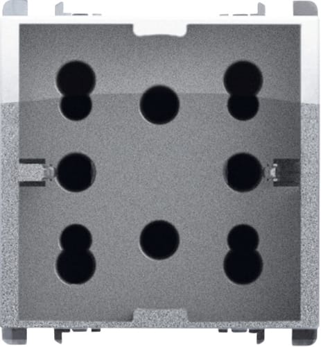 URMET - Presa Multy P40, 2 moduli, 2 prese bipasso P11-P17 e 1 presa schuko, alluminio, standard 16A.